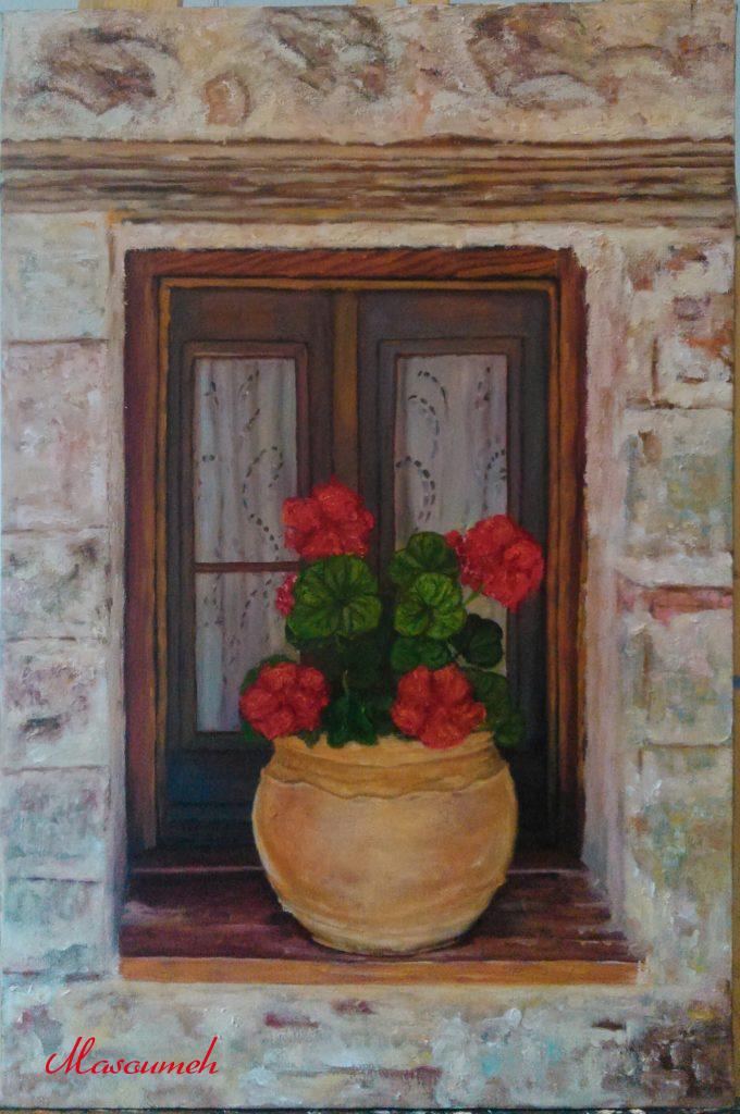 گلدان کنار پنجره